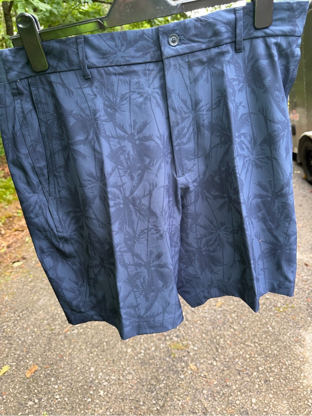 Walter Hagen Navy Palm-Print Performance Shorts